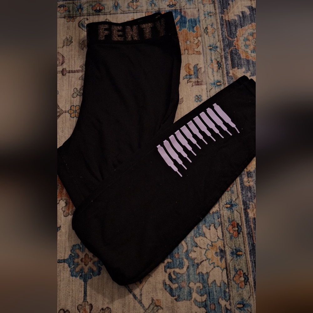 FENTY Black Leggings with Lavender Accent